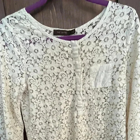 The Limited Women‎ Small Blouse Cream Cotton Lace Floral Whimsy Fairy Classic - Picture 3 of 9